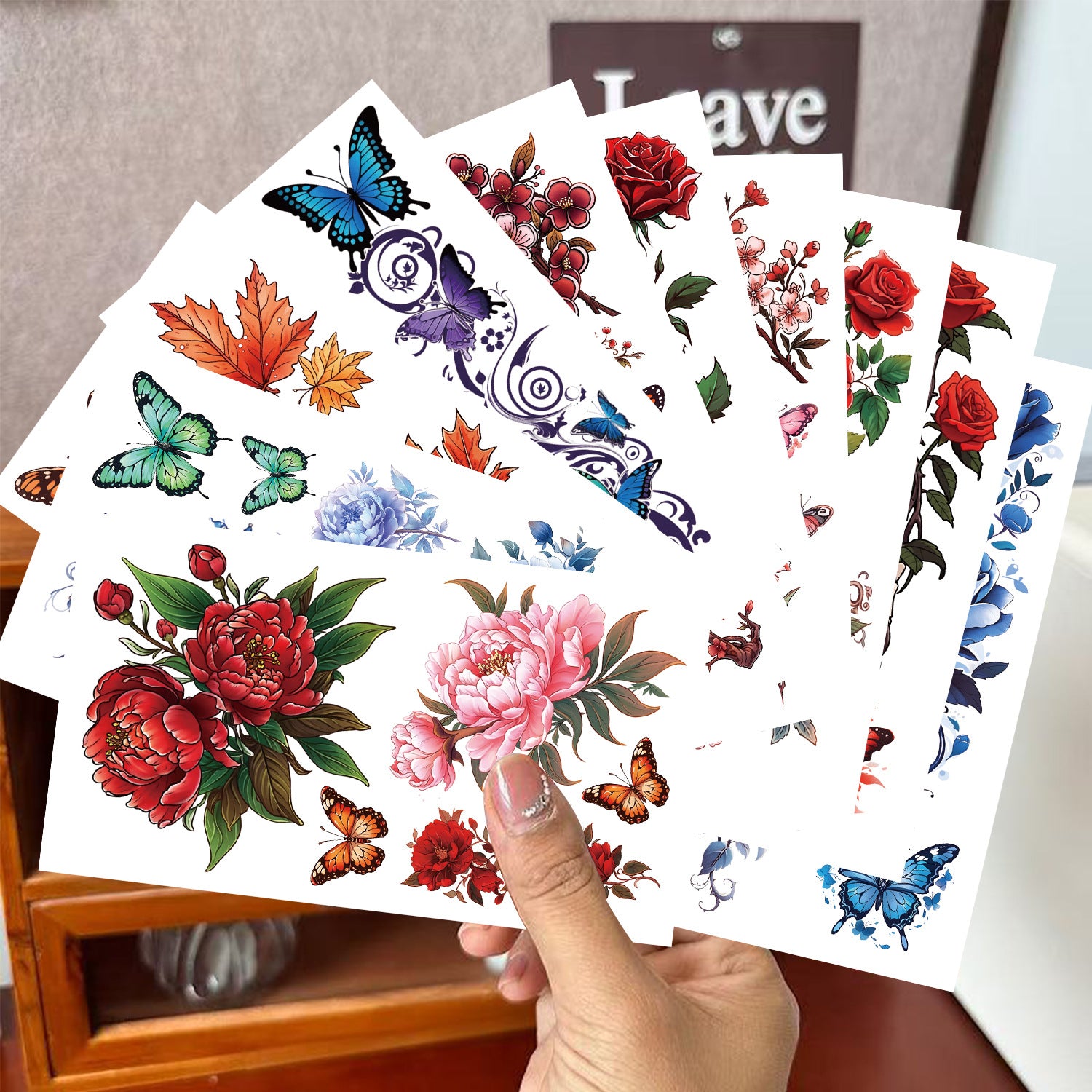 Wholesale 10pcs/pack rich flower tattoo waterproof party gift funny fun face stickers cross-border